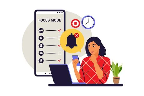Focus of attention concept. Focus mode. Attention concentration on the work.  Stock-Illustration