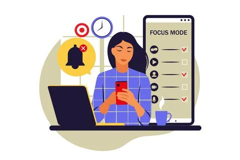Focus of attention concept. Focus mode. Attention concentration on the work.  Stock Illustration