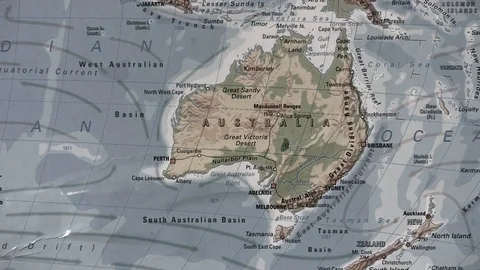 Focus on Australia on the map from bw to more colored Video stock 105292683
