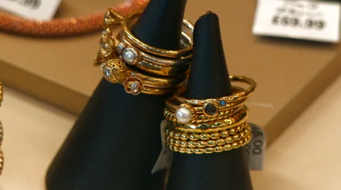Focus in on Bangles on Display Stock Footage 61635452