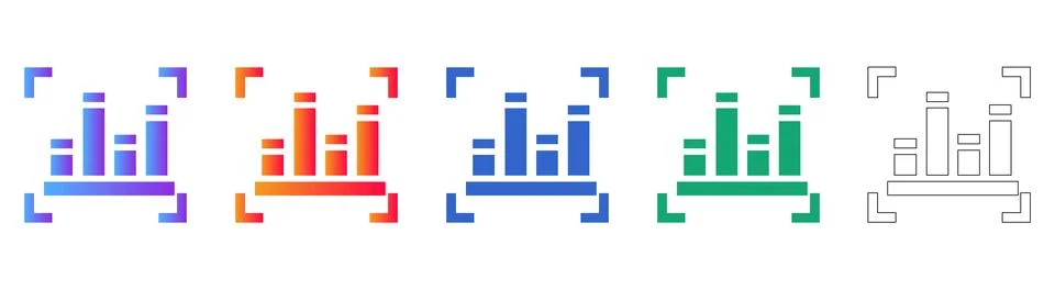Focus Bar Chart Analytics Icons Illustrazione stock