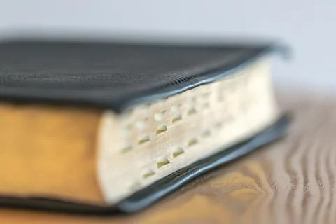 Focus on Bible tabs for deep study. Devotional focus. Stock Photos