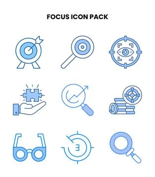 Focus Blue Bundle Icons Pack Stock Illustration