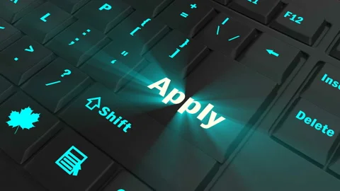 Focus on the blue glowing Apply button Stock Footage 100682206