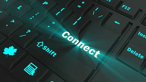Focus on the blue glowing Connect button Stock Footage 100683033