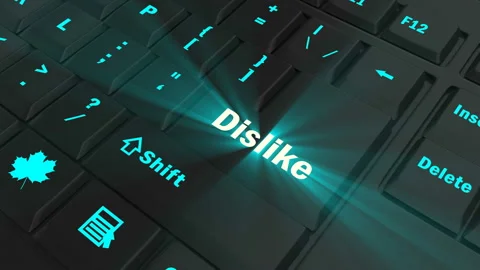 Focus on the blue glowing Dislike button Stock Footage 100687257