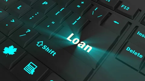 Focus on the blue glowing Loan button Video stock 100688475