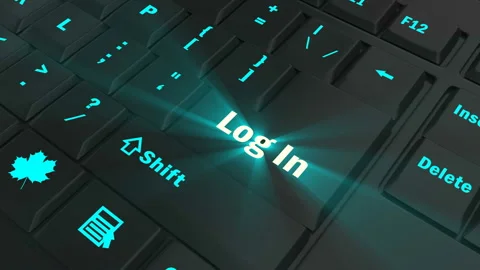 Focus on the blue glowing Log In button Stock Footage 100684023