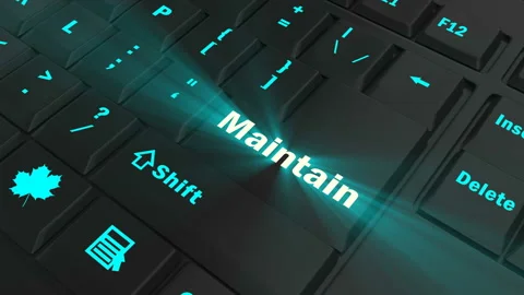 Focus on the blue glowing Maintain button Stock Footage 100684175