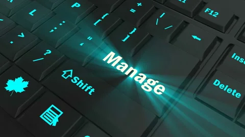 Focus on the blue glowing Manage button Stock Footage 100680197