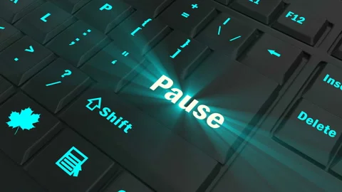 Focus on the blue glowing Pause button Stock Footage 100688904