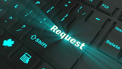 Focus on the blue glowing Request button Stock Footage 100680573