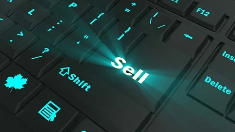 Focus on the blue glowing Sell button Stock Footage 100685901