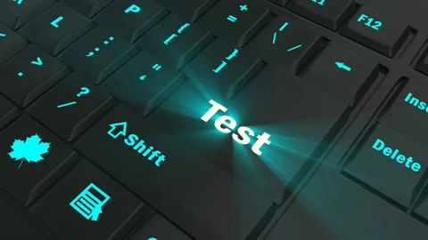 Focus on the blue glowing Test button Video stock 100681326