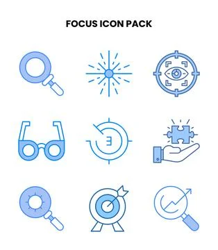 Focus Blue Icons Pack Stock Illustration