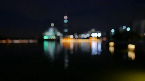 Focus to blurred City Lights with reflection Stock Footage 57832418