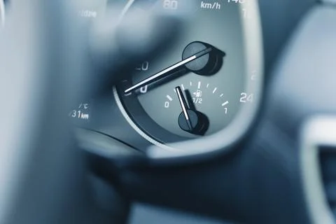 Focus on the blurred control panel from which the round transparent part for Stock Photos