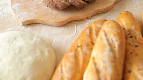 Focus on bread in a farm. Stock Footage 65517508