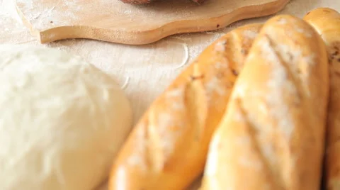 Focus on bread in a farm. Stock Footage 65518131