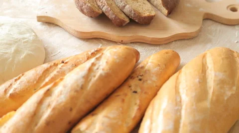 Focus on bread in a farm. Stock Footage 65518363