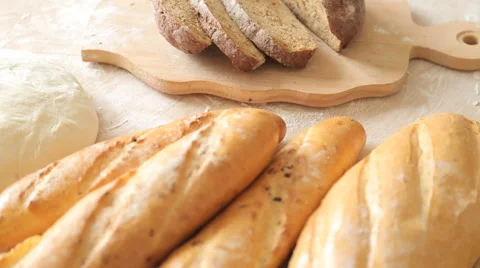 Focus on bread in a farm. Stock Footage 65518540