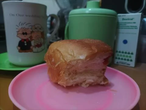 Focus of Breakfast slice of bread and coffee Stock Photos