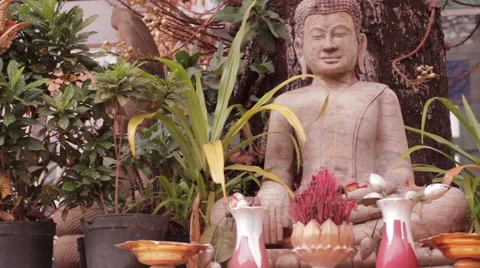 Focus On Buddha Shrine Stock Footage 42803333