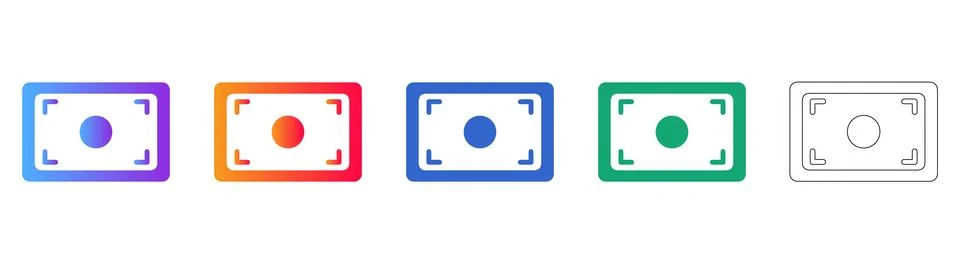 Focus Camera Frame Icon Set Stock Illustration