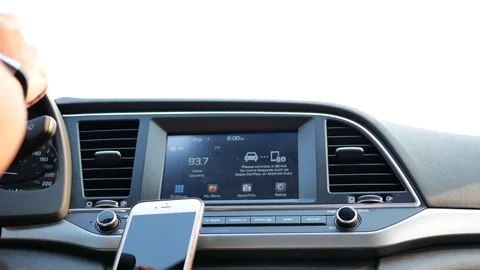 Focus on car dashboard while car driving on road with 4k resolution Video stock 79093032