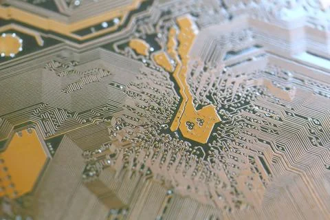 Focus on the center point on the back of computer's motherboard, Mainboard .. Foto stock