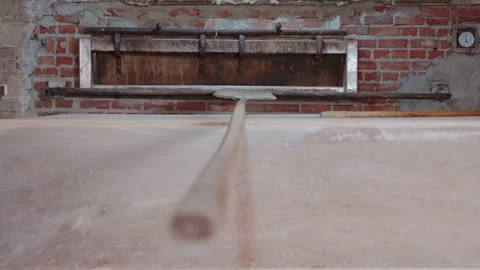 Focus change. Empty Bakery before the start of the work day. Authentic brick Stock Footage 222078235