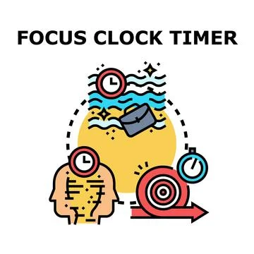 Focus clock timer controlling time management and productivity Stock Illustration