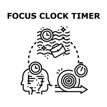 Focus clock timer controlling time management and productivity Stock Illustration