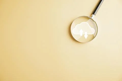 Focus on cloud big data through a magnifier glass 写真素材