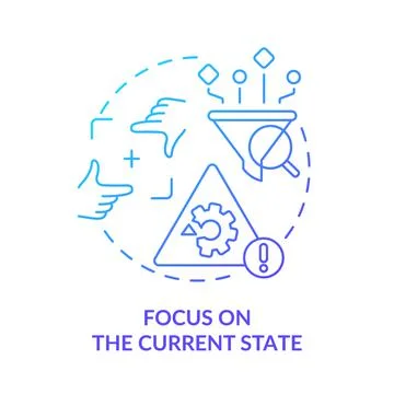 Focus on current state blue gradient icon Illustrazione stock
