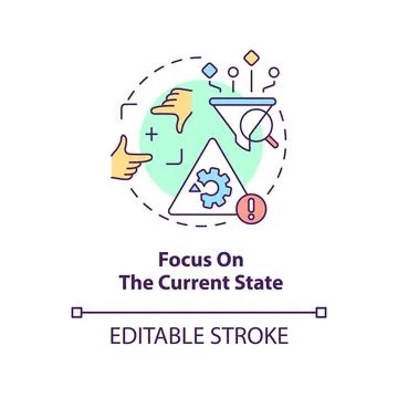 Focus on current state concept icon Illustrazione stock