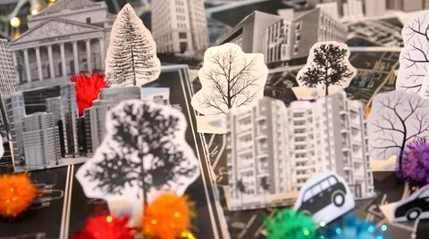 Focus - cut-outs town 03 Stock Footage 61718318