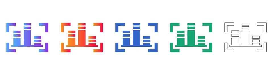 Focus Data Analysis Icon Collection Stock Illustration