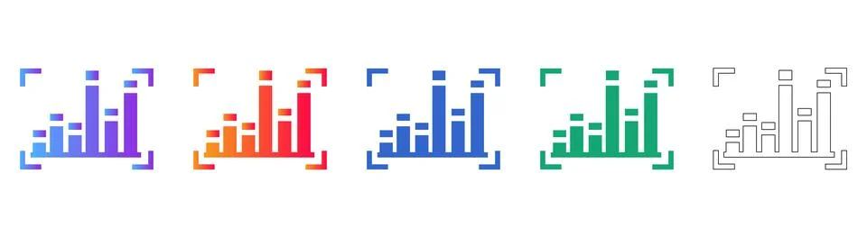 Focus Data Analytics and Measurement Icons Stock Illustration