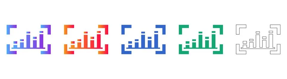 Focus Data Bar Chart Icons Set Stockillustratie
