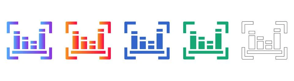 Focus Data Bar Chart Icons Stock Illustration