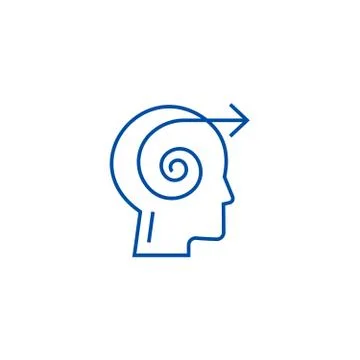 Focus decision head line icon concept. Focus decision head flat vector symbol Stock Illustration