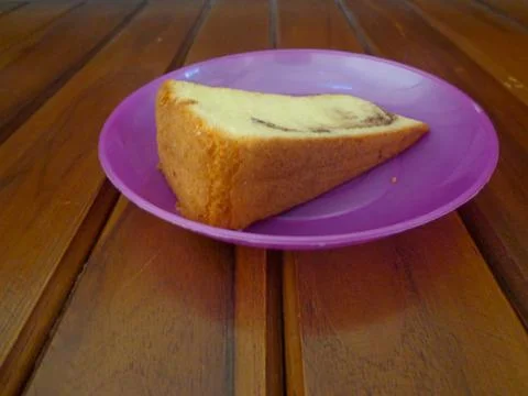 The focus of the delicious sponge cake slice Stock Photos