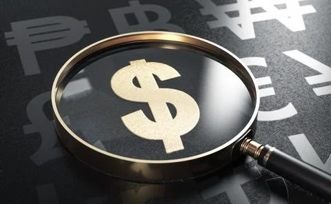 Focus on Dollar, safe haven currency. Stock Illustration