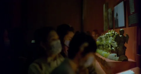 Focus on Dragon while female looks upwards Stock Footage 143415347