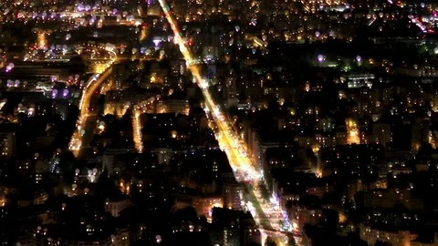 Focus effect on city life night scene in Grenoble, France Stock Footage 76414345