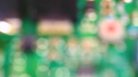 Focus in, Electronic circuit board with a red micro switch, integrated circuit Vidéo 79829918