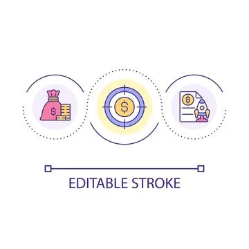 Focus on financial goal loop concept icon Illustrazione stock