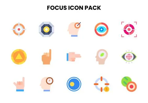 Focus Flat Design Icons Pack Stock Illustration