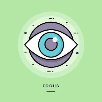 Focus, flat design thin line banner. Stock Illustration